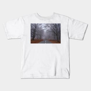 Road through forest, early winter Kids T-Shirt